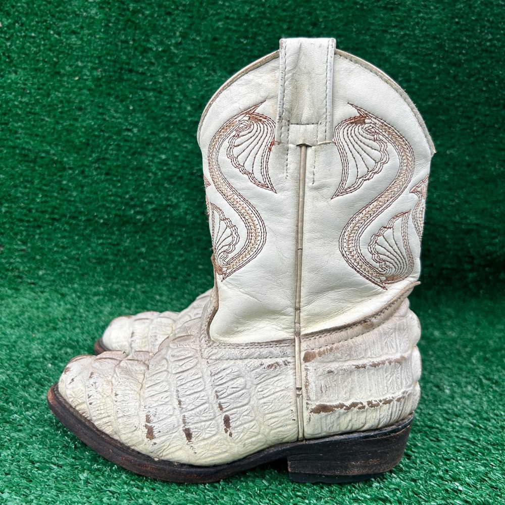 Bonanza Boots Kids White Crocodile Western Cowboy Boots Size 1.5R